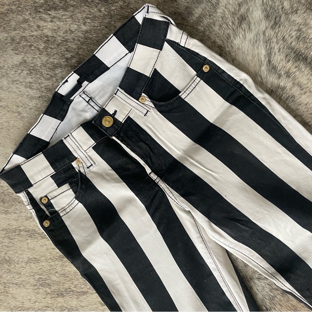 7 for all mankind black/white skinny jeans SZ25 NEW - Picture 2 of 6